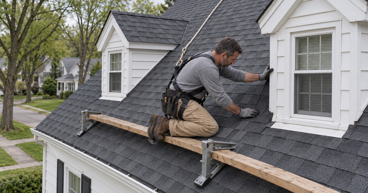 Shingles worked into the valley of a front dormer on a late-1940s Cape Cod in the Green Ridge part of Aston Township.